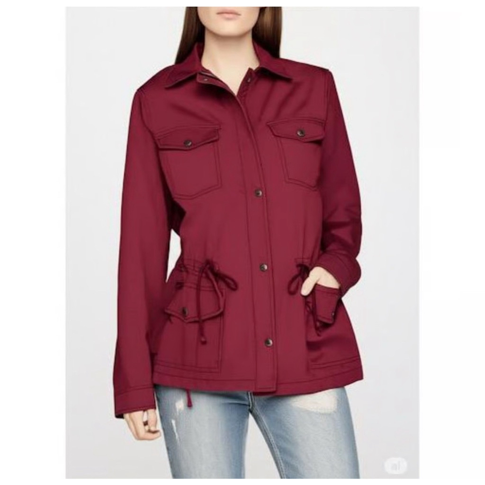 Mudd Burgundy Utility Jacket Snap Front Drawstring Waist Size L NWOT